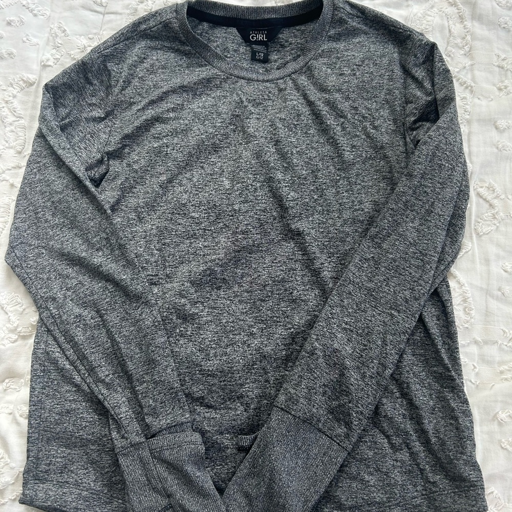 Athleta Girl athletic long-sleeve with thumb holes in grey